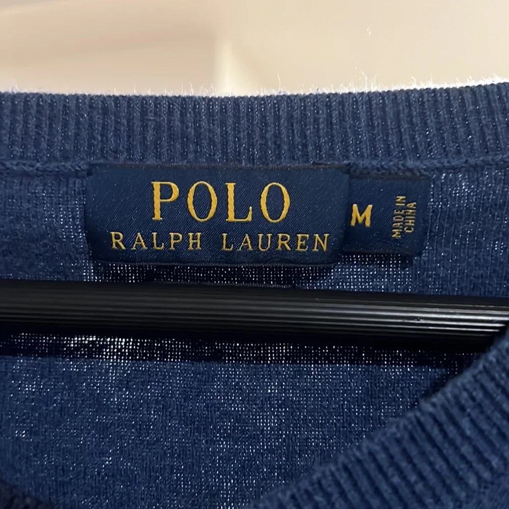 Polo Ralph Lauren Men’s Cotton V-Neck Sweater Blue Medium